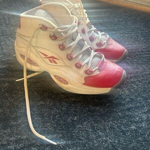 The Questions Reebok Women's Red and White Athletic Shoes